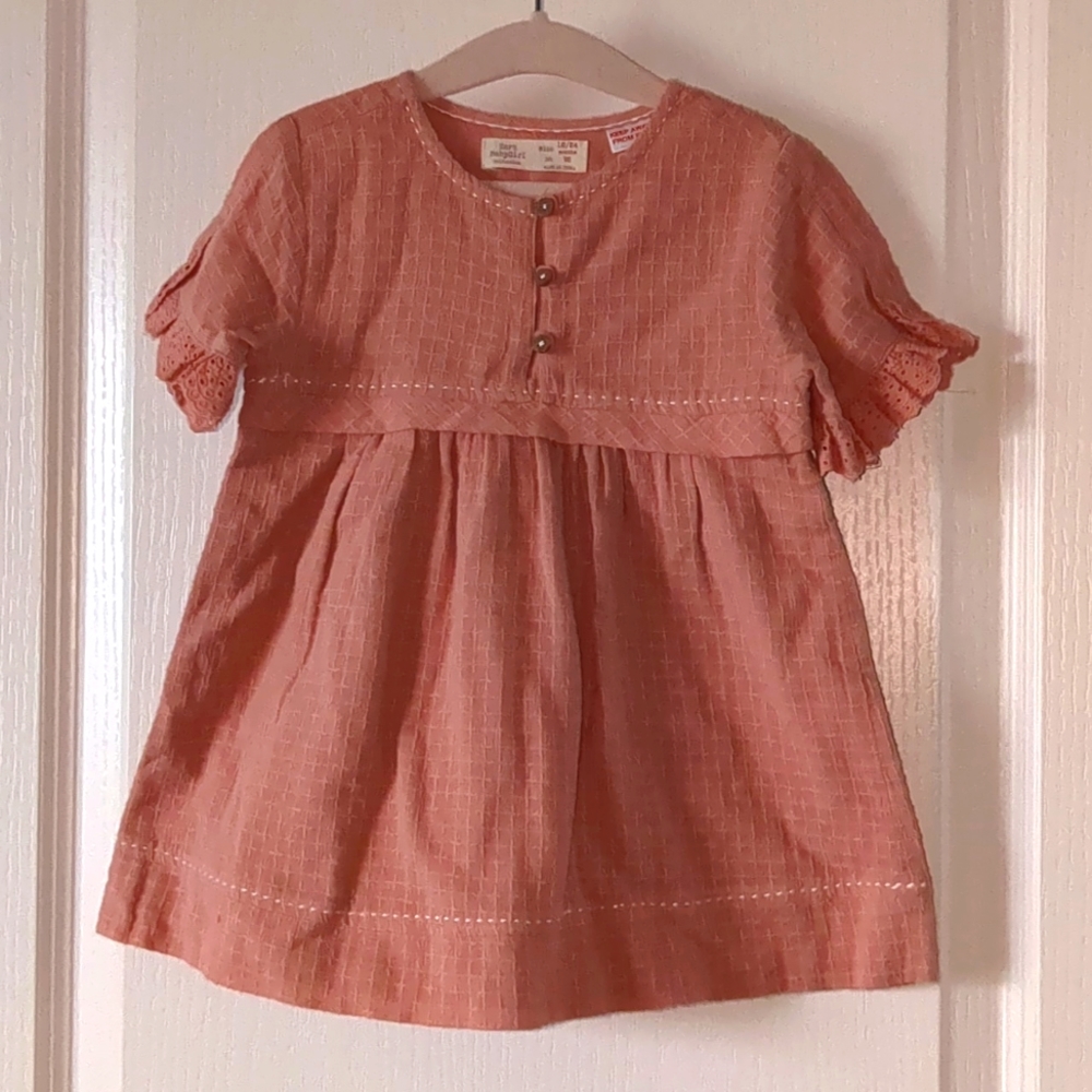Girls Baby ZARA Dress in Mauve Pink 18/24